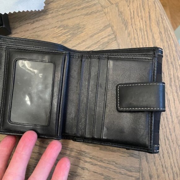 Vintage COACH Bifold ID Wallet Black Signature C Logo - Picture 4 of 5